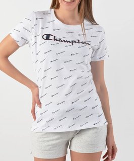 Женская футболка Champion Crewneck T-Shirt 111437-WHT/ALLOVER CHP6059