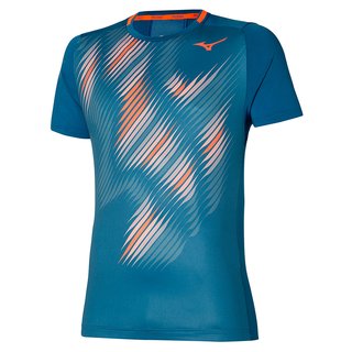 Футболка теннисная Mizuno Shadow Graphic Tee Navy blue/Blue 62GAA003-17